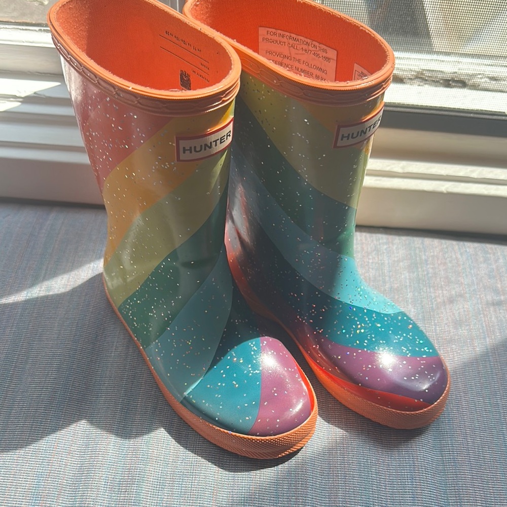 Hunter Kids Rainbow Glitter Rain Boots - Size 29 (12/13)